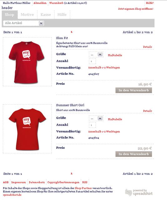 myheimat Shop bei Spreadshirt