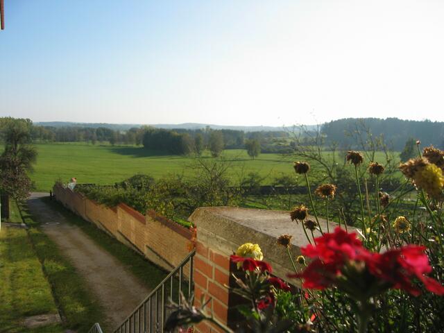 Blick über die Felder vom Kirchplatz aus