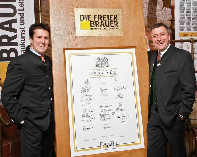 Dr. Sebastian Priller und sein Sohn Sebastian Benedikt, Gründungsmitglieder der Freien Brauer
