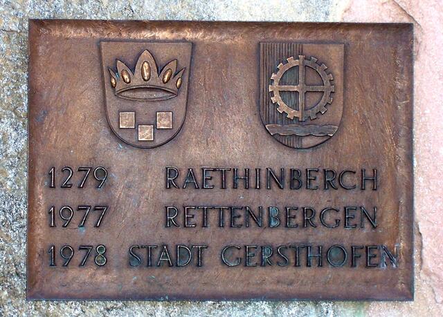 Kupfer-Tafel zur Eingemeindung von Rettenbergen
