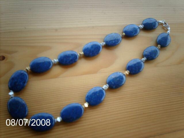 Lapis-Lazuli, Zwischenteile: silber und silber-vergoldet in Würfelform, Lapisteile: 2,4x1,6 cm