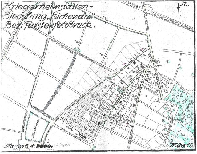BAhnhofstraße mit Bach und Baumreihe in der Planung 1921