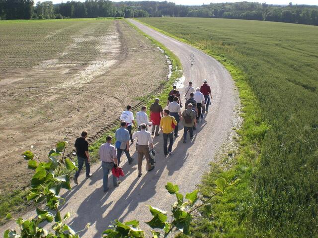 Die Wallfahrer folgen dem Vortragskreuz