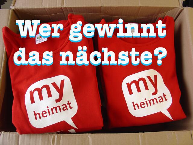 Für jeden Gewinner das passende myheimat-T-Shirt: Von Damengröße S bis Herrengröße XXL ist alles dabei