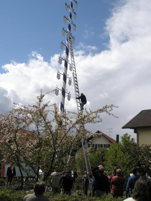 hoch hinaus wird geklettert, das Seil hängt noch oben fest