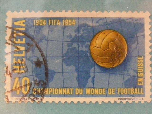 Einzige Briefmarke der Fußball - WM 1954 / Schweiz