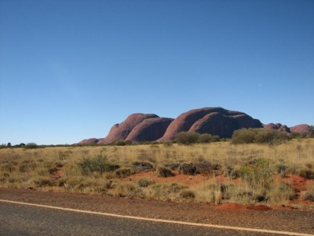 ... nicht weit vom Ayers Rock die sanften Rundungen der Olgas ...