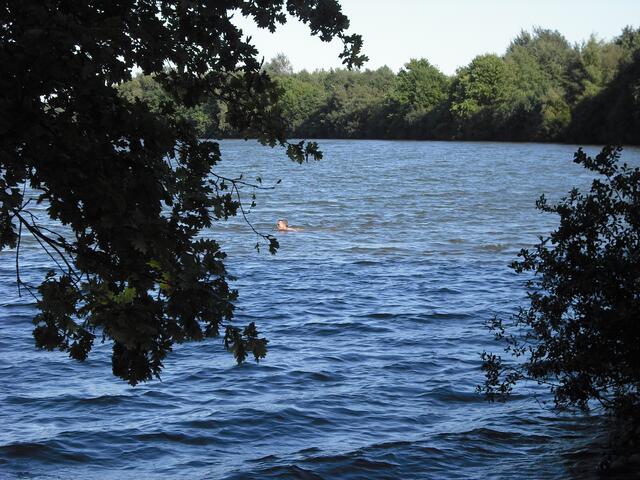 Der helle Fleck: der Badegast