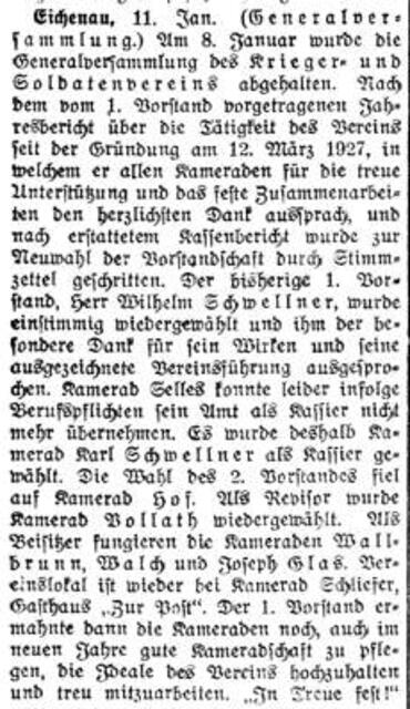 DIe FFB ZEitungen liegen digitalisert vor: Hier Kriegerverein Eichenau von 1928