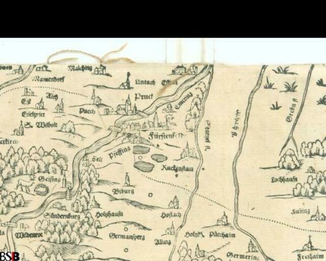 Die berühmte KArte von Appian zeigte das Gebiet zwischen Starzelbach und Gröbenbach