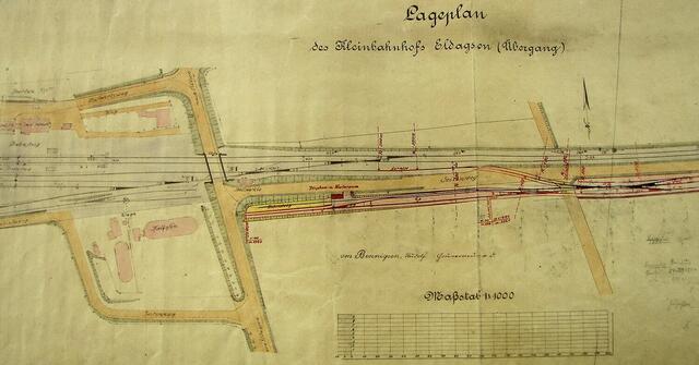 (1919) Völksen: "Kleinbahnhof Eldagsen" als Gegenüber zum benachbarten Bahnhof "Eldagsen" - es wäre eine Normalspurstrecke gewesen, die direkt angeschlossen werden konnte!