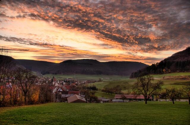 Sonnenaufgang in Schwäbisch Gmünd-Degenfeld.