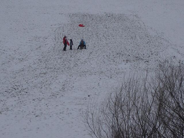 .. am  Hang gegenüber, rodelten die Kinder ..