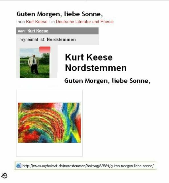 Kurt Keese &#8211; Beitrag:  Guten Morgen liebe Sonne &#8211; siehe auch: - http://www.myheimat.de/nordstemmen/beitrag/82584/guten-morgen-liebe-sonne/        Foto: Wachsmalerei von Kurt Keese - 1. Aufgabe Deutsche Literatur