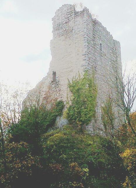 Überbleibsel der kleinen Burg Ramstein erkennen, die in großer Eile errichtet worden war, um den schrecklichen Nachbarn zu belagern. | Foto: http://de.wikipedia.org/w/index.php?title=Datei:Ramstein_bewoelkt.jpg&filetimestamp=20081111112903