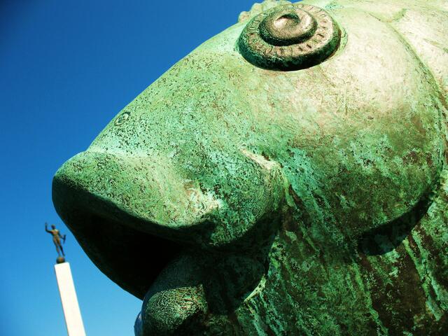 Der Fischreiter im Vordergrund - im Hintergrund der Fackelträger!