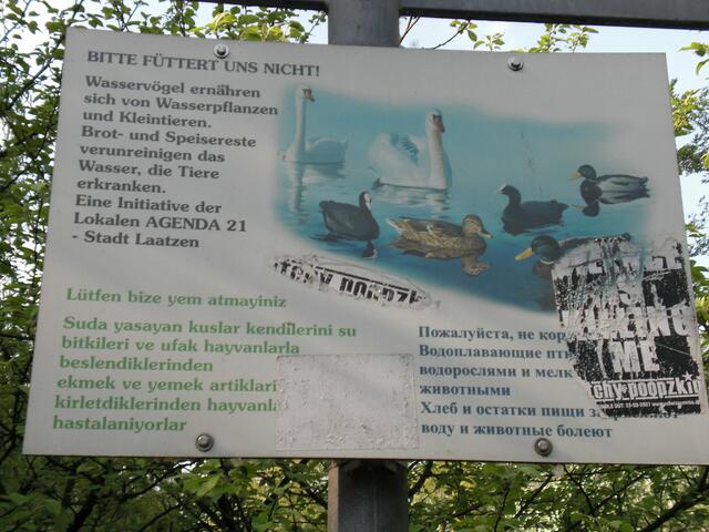 Hinweis Tafel  (nicht fütten)