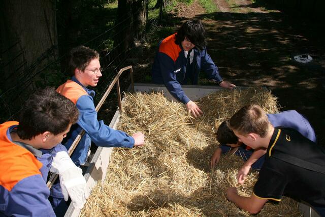 Gruppe Hüpede; Suche der "Stecknadel (Plastikstrohhalm) im Heuhaufen"