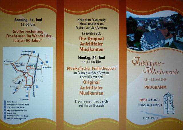 Jubiläums-Wochenende - Großer Festumzug "Fronhausen im Wandel der letzten 50 Jahre" am Sonntag, 21.06. um 13 Uhr.