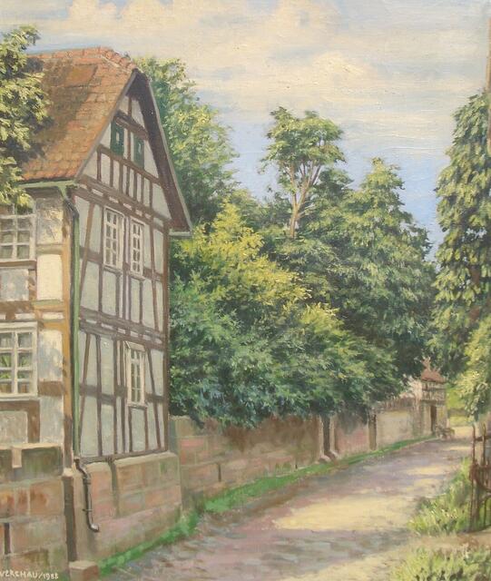 Gemälde des Fronhäuser Malers VERSCHAU von 1958 (55 x 65 cm).