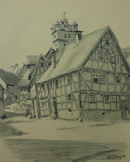 Fronhausen wie Karl LENZ 1926 die Rathausstraße gesehen hat.