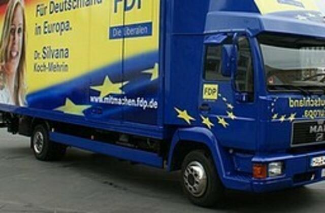 "Freiheitstruck" auf dem Weg zur EUROPA-Wahlkampfveranstaltung der FDP in Düsseldorf (30.05.09).