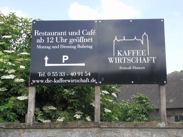 Hinweistafel zur Kaffee Wirtschaft