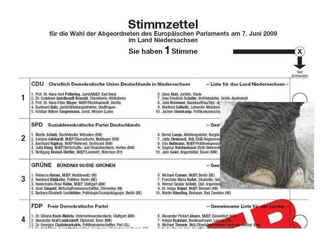 Der von Jumbo angekreuzte Wahlzettel