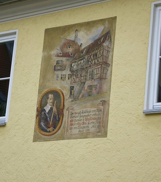 Zeittafelzeichnung - um 1530 als Kaufhaus erbaut, Quartier von Wallensteins Hofastrologen Seni sowie dem Prinzen von Dänemark