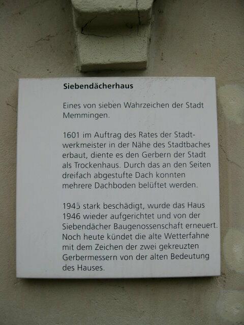 Tafel zum Siebendächerhaus