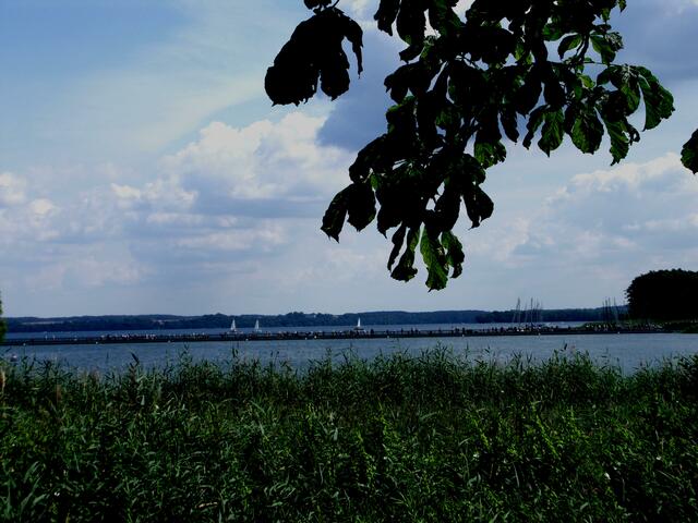 schwimmende Brücke über den See