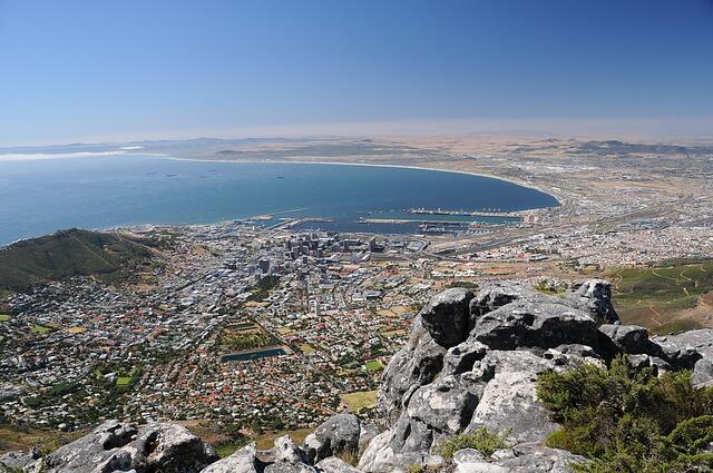 Blick vom Tafelberg auf Kapstadt