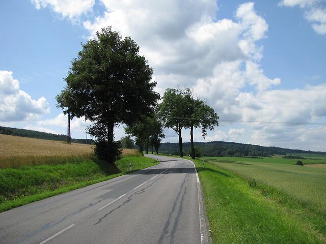 Landstraße hinauf nach Ansprung