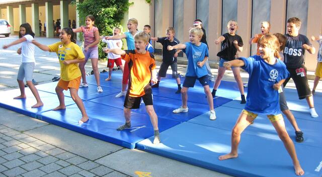 Fauststöße mit Kampfschrei