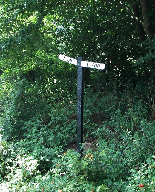 1 Meter Höhenunterschied auf 50 Meter Strecke und in die andere Richtung geht es auf 400m nur einen Meter abwärts