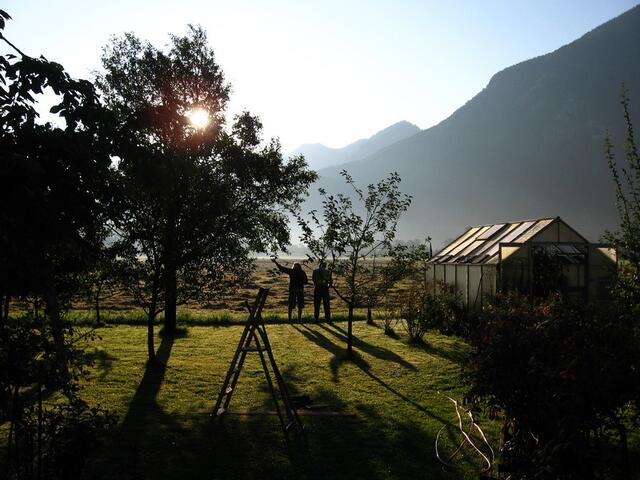 Blick von der Frühstücksterrasse
