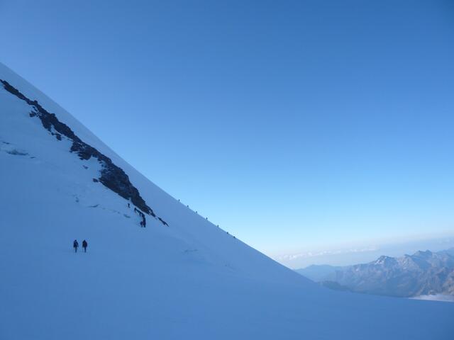 In der Steilflanke; Umkehr wegen Blankeis weiter oben