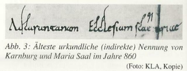 Erste urkundliche Erwähnung (um 860 n.Chr.) von Karnburg | Foto: Photo; KLA, Kopie