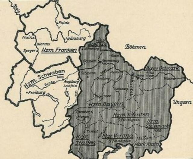Reichskarte der mittelalterl. Herzogtümer und der Ostmark Ostarrichi