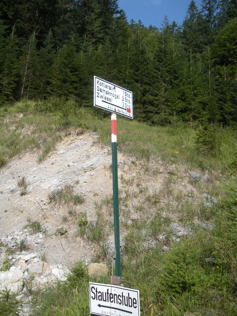 Wegweiser zur Kohleralm, Gamsknogl und Zwiesel