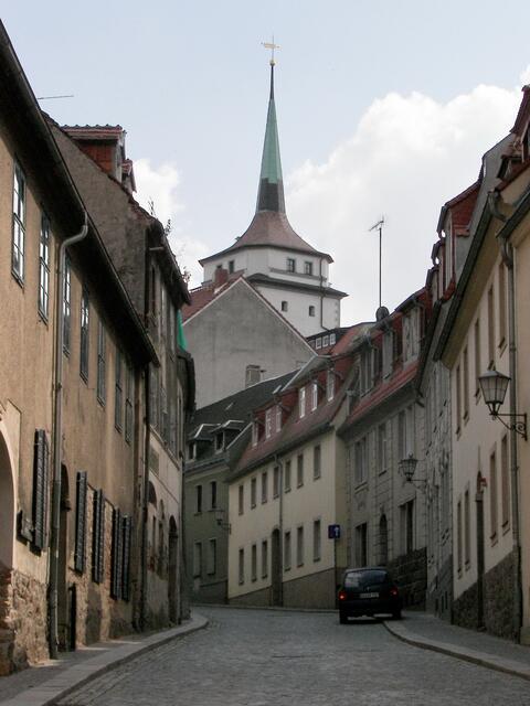 Die Gerberstraße noch weiter abwärts gegangen - zurückblickend der Schülerturm