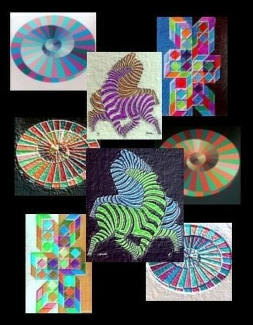 Hommage an VASARELY - a&s - "Olympiade-Mutationen". (W.H.)