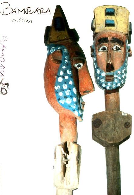 Europäisch-bärtige Marionette auf Stäben aus Mali