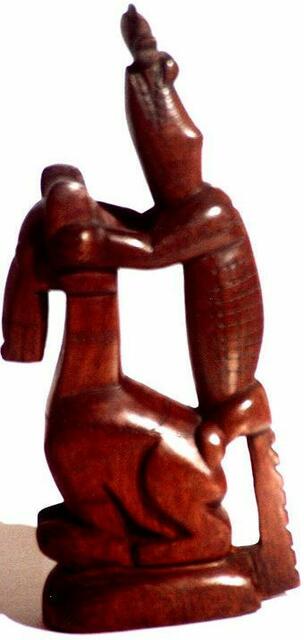 Krokodil paart Känguru. Ahnenwesen der Aborigines der Torresstraight