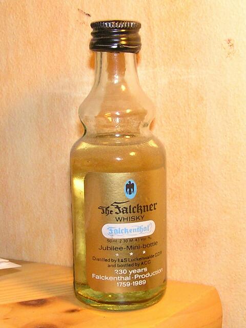 Exoten - "The Falckner" distilled by E&S Luckenwalde GDR and bottled by ACG, Jubilee-Mini-Bottle 1739-1989, 230 Jahre Falckenthal Productions