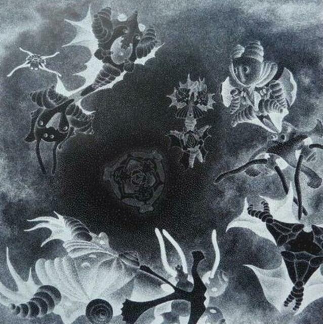 Punktmengen-Verwandte im Bild des "Atomismus" bzw. "Neo-Pointillismus" der ars evolutoria. Siehe in Kap. 12.7. mit Abb. 689c in W.H.s "Symmetrie als Entwicklungsprinzip in Natur und Kunst"; deutsch 1989, englisch 1998.