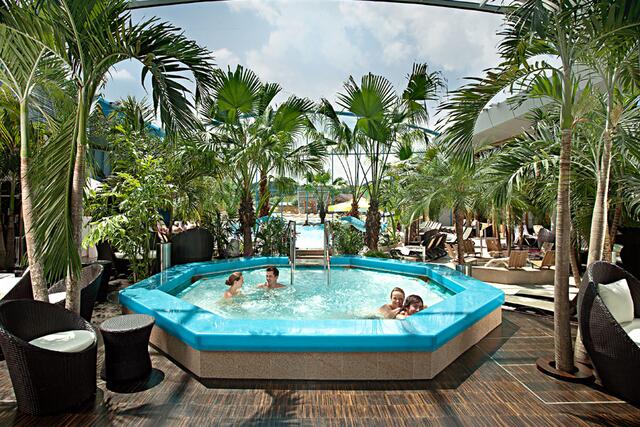blubbern im Pool unter Palmen | Foto: Danke an die Therme Bad Wörishofen