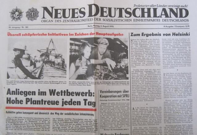 Neues Deutschland (DDR, 1975): Hohe Plantreue jeden Tag