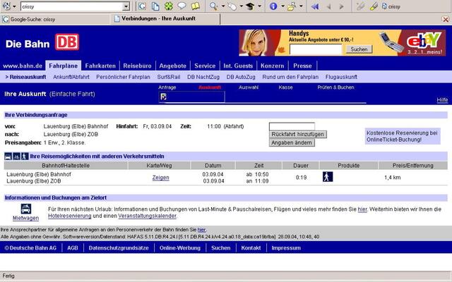 Im September 2004 war der Weg noch ein wenig länger