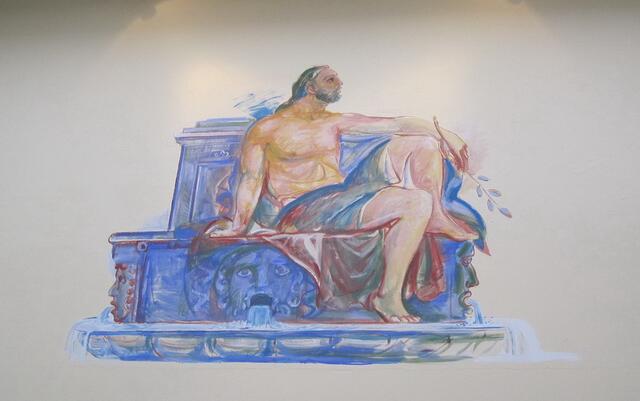 In der Empfangshalle der Therme